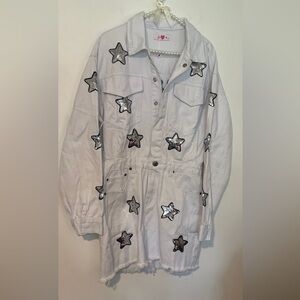 Buddy Love Raelynn Denim White Star Mini Dress NWT